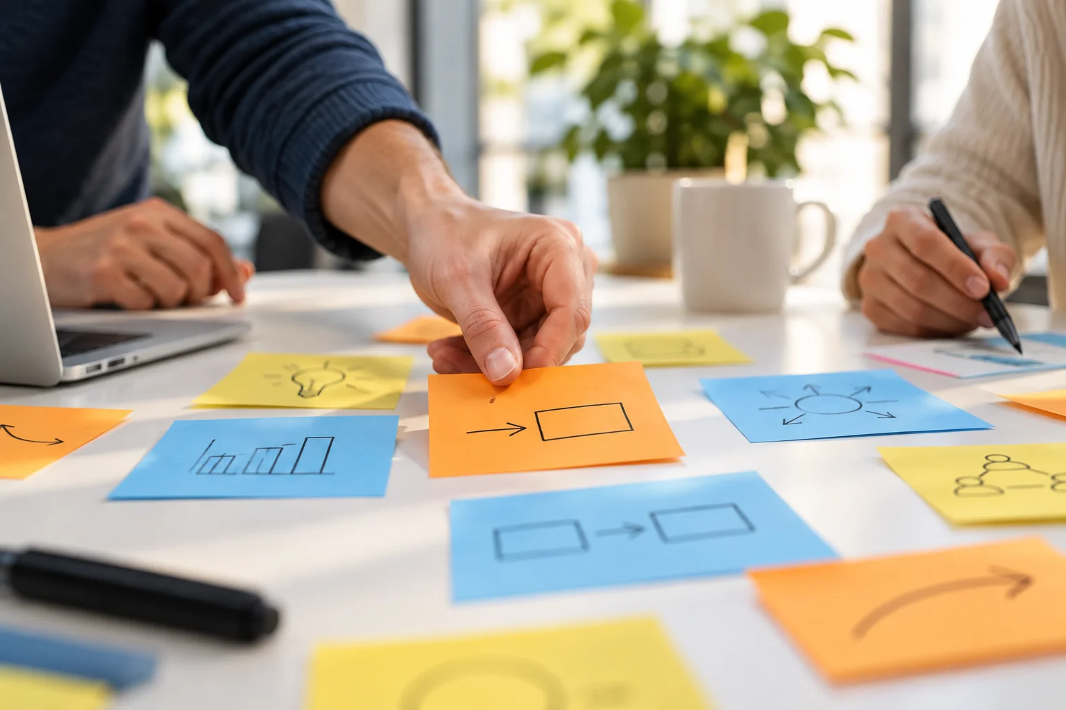 Gemeinsame Prozessplanung mit Notizen im Workshop