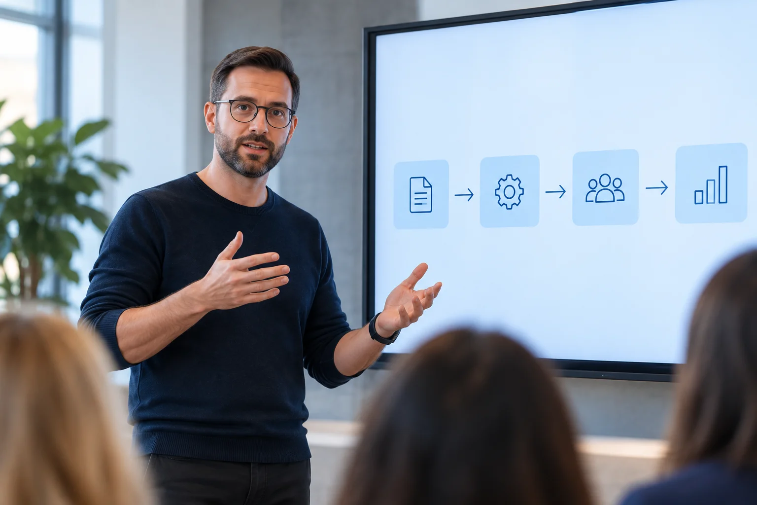 Ein Referent erklärt digitale Informationsflüsse